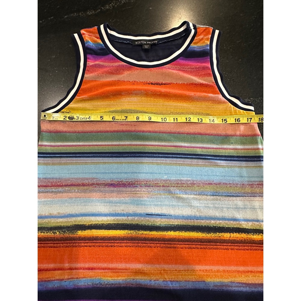 Boston Proper‎ Mesh Tank Top M Colorful Stripe Layered Sleeveless - Picture 11 of 14